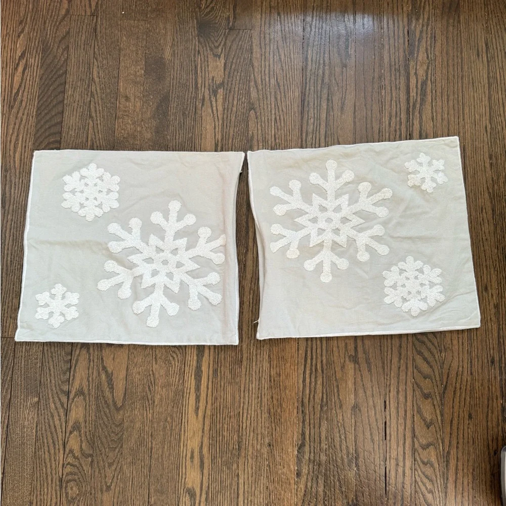 Two 17x16 Snowflake Pillowcases